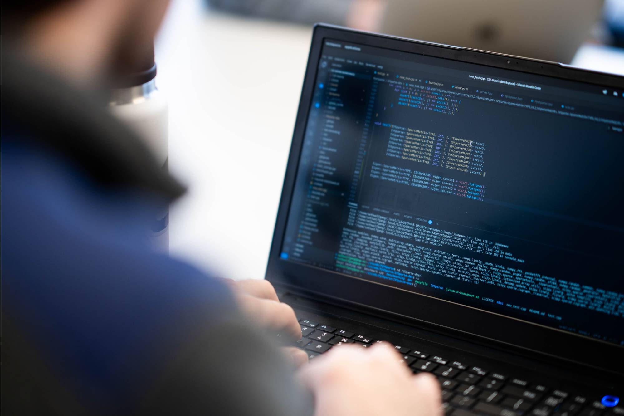 laptop screen with data